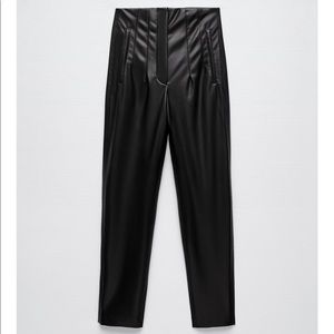 Zara faux leather high waisted pants size medium